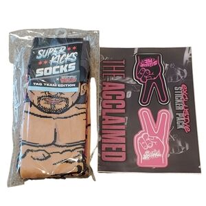 AEW Super Kicks Socks The Acclaimed with The Acclaimed Sticker Pack
